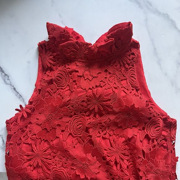Tuckernuck Blythe Mini Dress Red Guipure Lace size S Holidays Christmas Chic - Picture 5 of 10